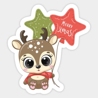 Cute reindeer for new year and christmas Sticker